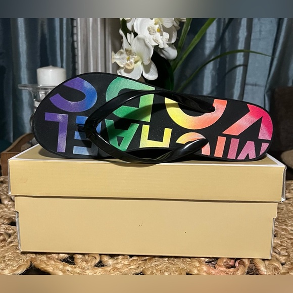 Michael Kors Bedford Wedge Rainbow Flip Flop - Picture 2 of 7